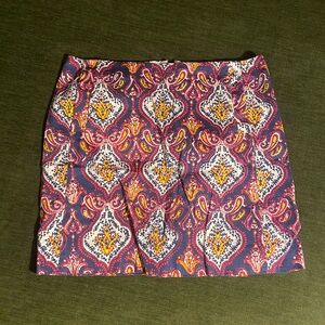 J. Crew Purple and Yellow Patterned Mini Skirt